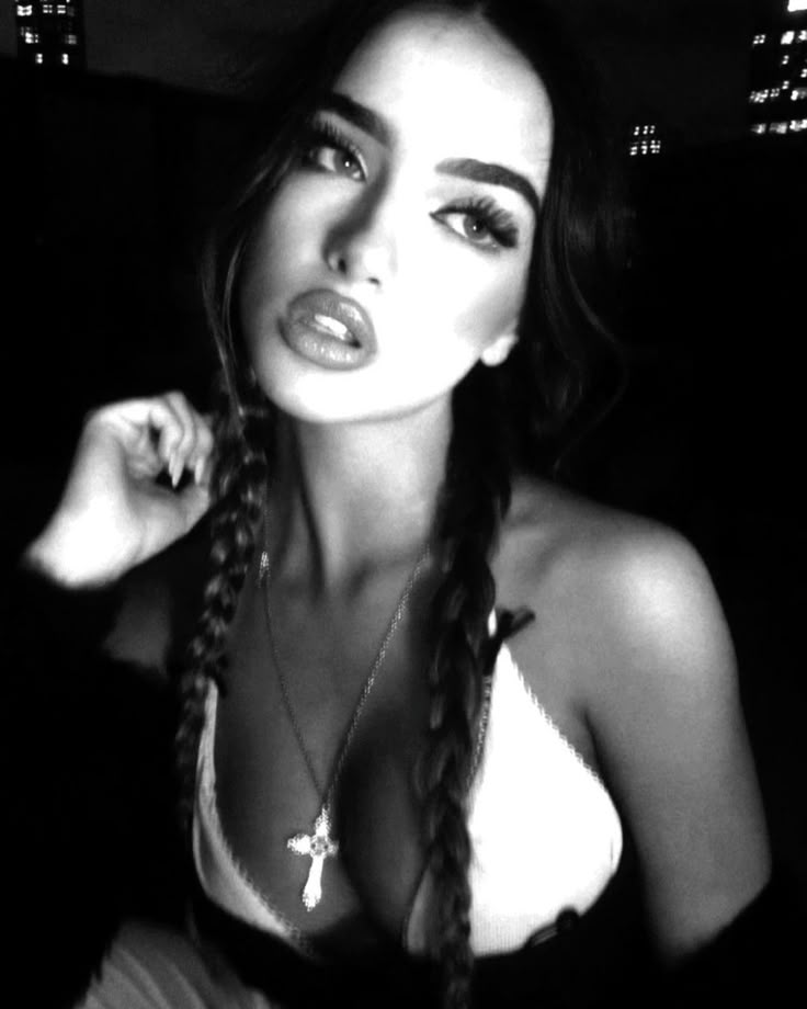Night portrait, braids