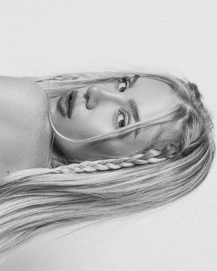 Portrait, hair across the face